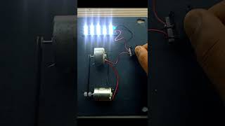 Two DC motor with belt free energy voltage experiment working LED light but fake experiment   #