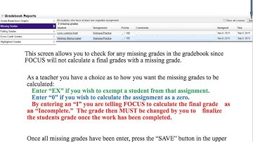 FOCUS Tutorial- Finalizing Grades