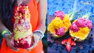 Mango Raspberry Swirl Nice Cream! FullyRaw Vegan!