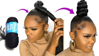 5 MINUTES QUICK HAIRSTYLE USING BRAZILIAN WOOL