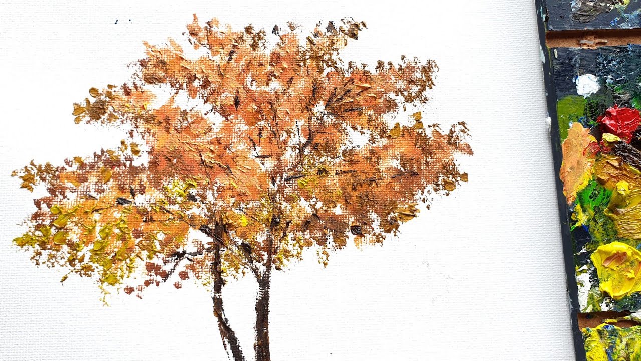 유화 배우기] 단풍나무 유화로 그리기, 유화따라그리기, Simple Way To Paint Tree Branches #255 -  Youtube
