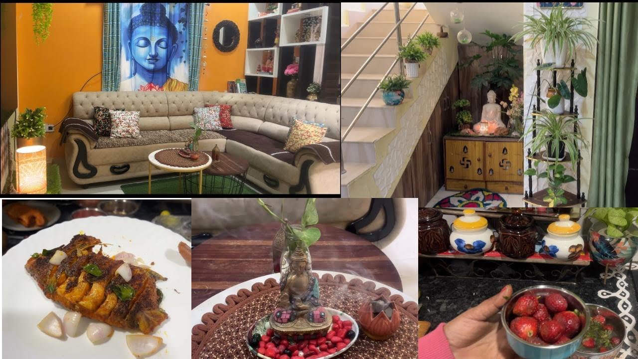 రోజు నేను చేసుకునే పనులు/5am-12pm  routine/ kids lunch box/ living room decor 