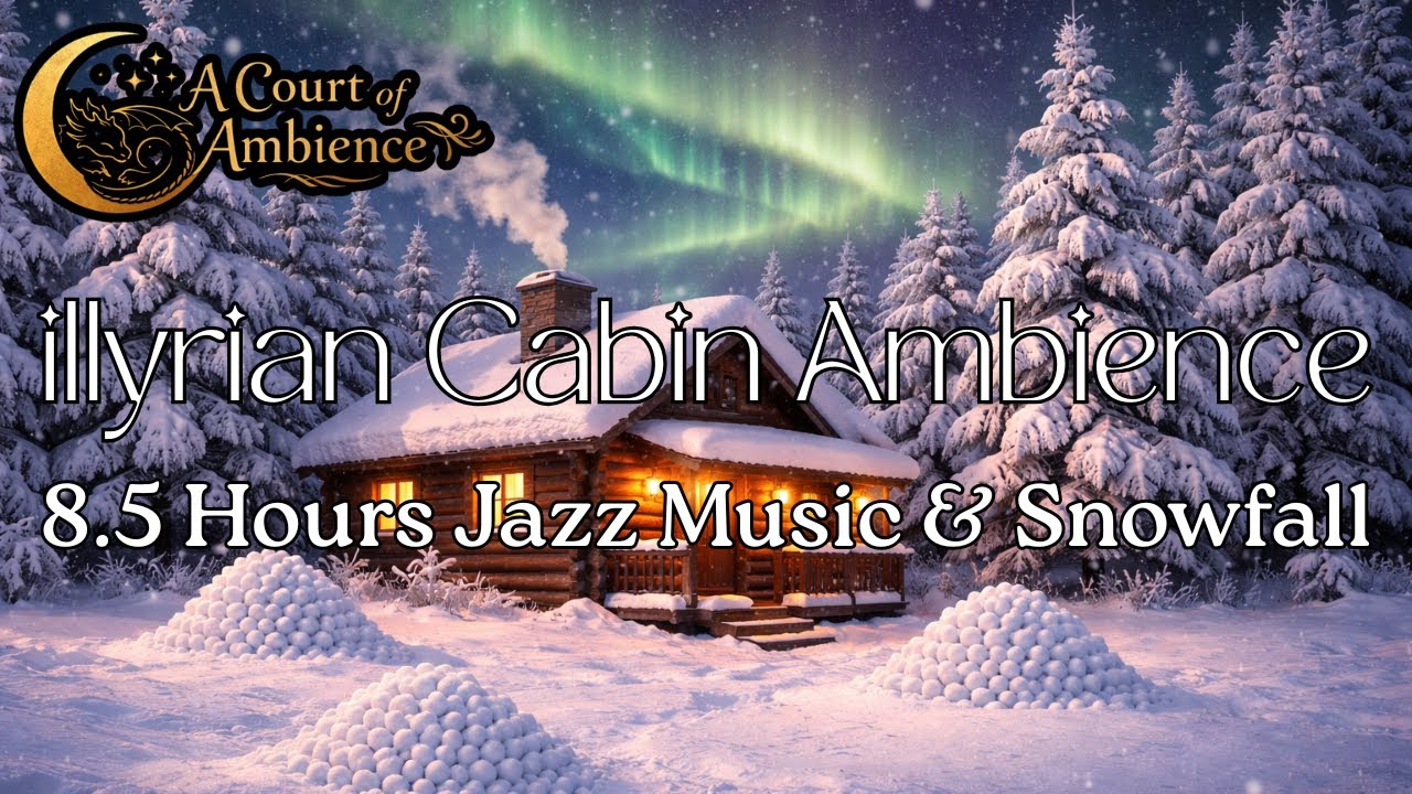 Illyrian Cabin Jazz❄️ Night Court Winter Solstice | Jazz Music & Snowfall (8.5 Hours)