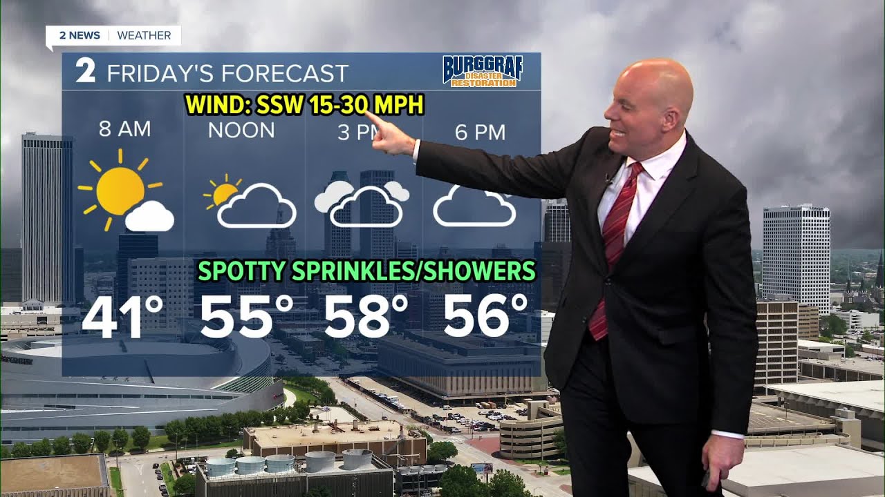 Windy and mild Friday: PM spotty showers possible - YouTube