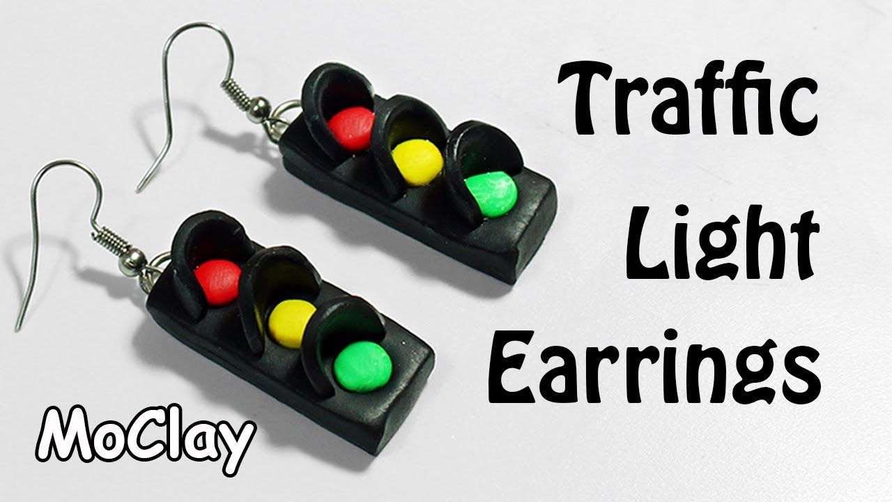 DIY Traffic Light Earrings Polymer clay tutorial YouTube