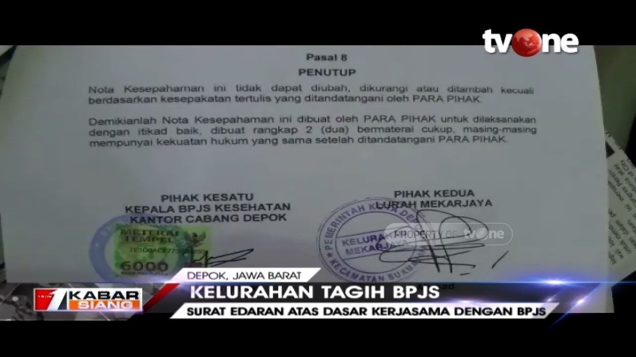 tv one live streaming free Warga Tunggak Iuran BPJS Hingga 9 Miliar, Kelurahan Keluarkan Surat Tagihan