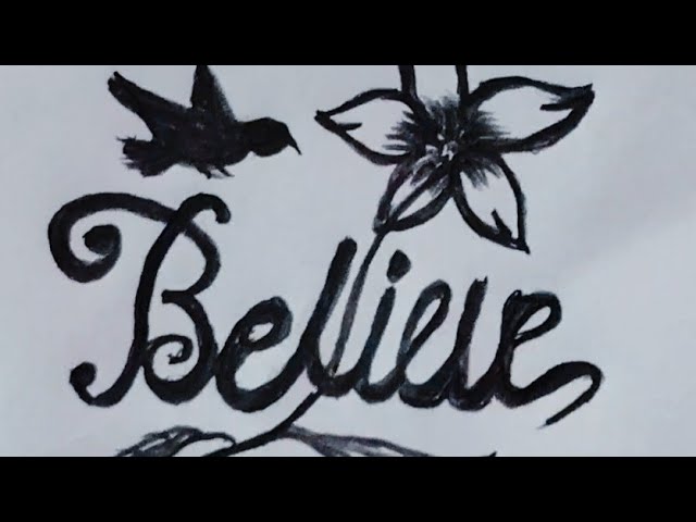 Believe Tattoo with Feather Design