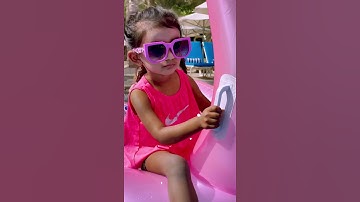 Ayesha plays at the beach with Giant Flamingo Pool Float #shorts