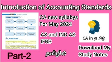 Introduction of Accounting Standards in Advanced Accounting in ca Inter New Syllabys May 2024 in tam