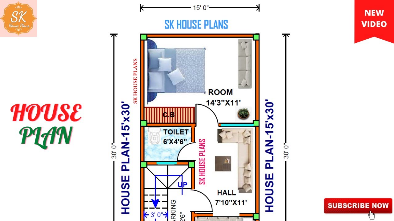 HOUSE PLAN 15' X 30’ / 450 SQ.FT / 50 SQ.YDS / 42 SQ.M