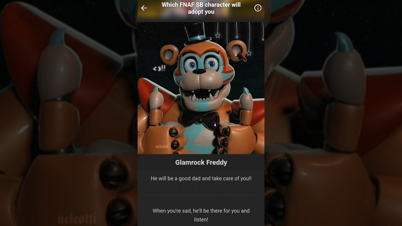 Which FNAF SB character will adopt you - Quiz