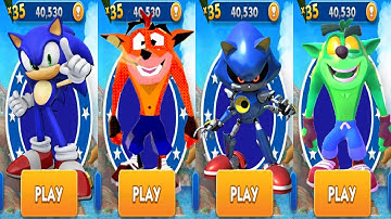 Sonic Dash vs Crash Bandicoot: On the Run - All Skins All Characters Unlocked All Bosses Zazz Eggman