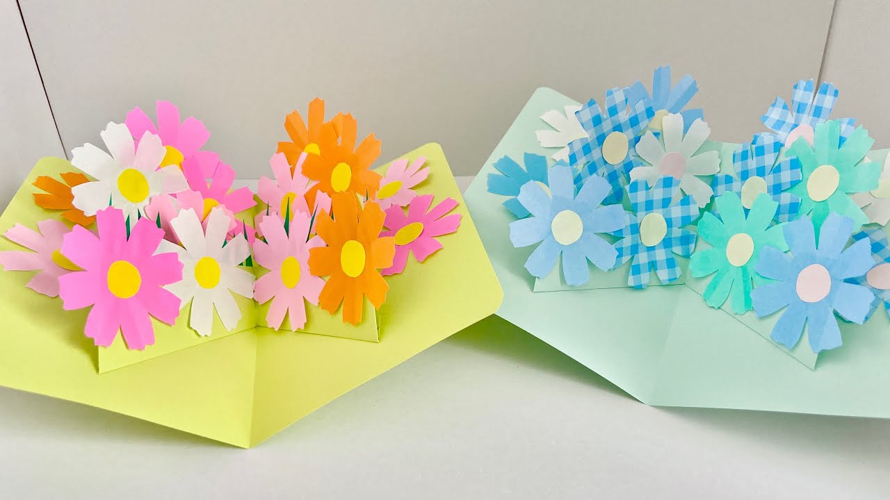 飛び出すカード コスモス畑 Pop Up Card Cosmos Flowers Diy Youtube