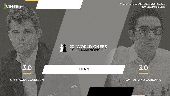 Campeonato Mundial de Xadrez 2018 (Vídeo completo dia 6) Carlsen vs Caruana  