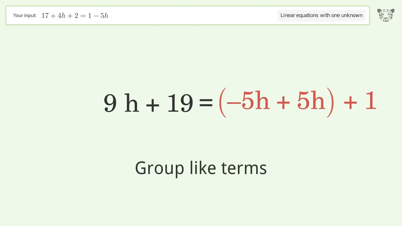 Linear Equation With One Unknown Solve 17 4h 2 1 5h Step by step Linear Equation With One Unknown Solve 17 4h 2 1 5h Step by step