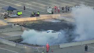 After marriage burnout. cleetus and cars @ Bristol motor speedway.