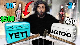 EXTREME TESTING A $500 COOLER VS A $50 COOLER!!  *SPECIAL NEW GUEST MY COUSIN!!*