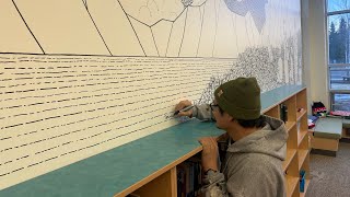 Library mural at Sand Lake Elementary