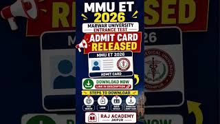 MMU ET Admit Card 2026 | MMU BSc Nursing Entrance Exam #mmubscnursing #mmuadmitcard #mmuet2026