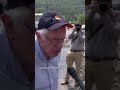 Sen. Bernie Sanders reacts to flood damage in Barre, Vermont
