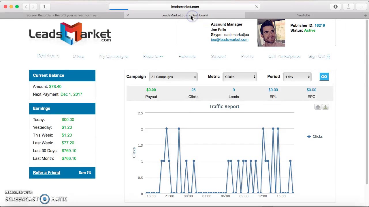 paydayloan.mobi affiliate network dashboard