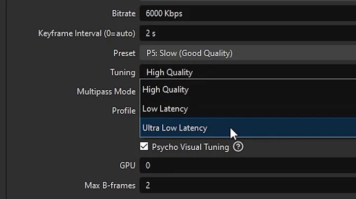 Best Encoder Settings for OBS Streaming | Tuning Setting: High Quality/Low Latency/Ultra Low Latency