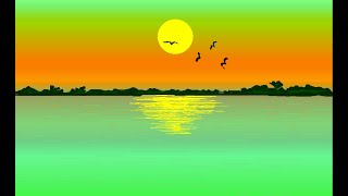 How to draw sunset drawing in ms paint || sunset drawing || microsoft paint || ms paint