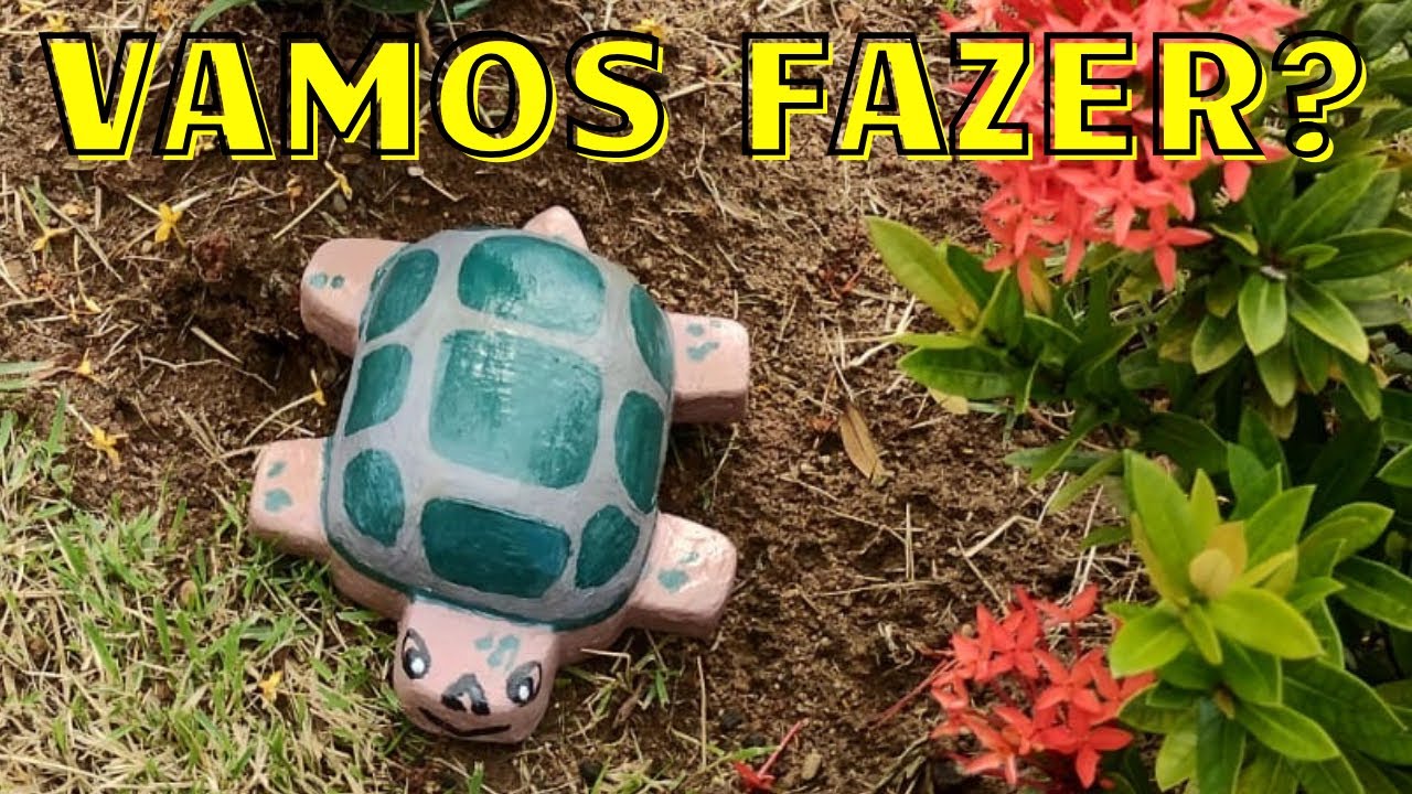 Como fazer Enfeites de Jardim de Cimento? Tartaruga de cimento para seu ...