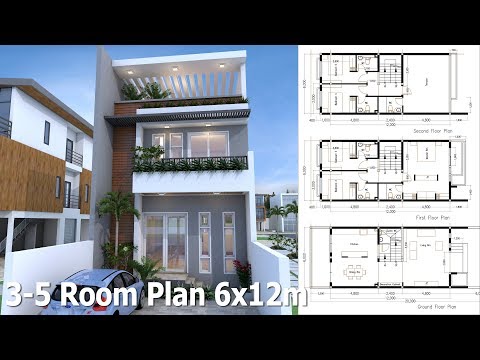 sketchup-3-story-home-plan-6x12m