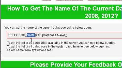 How to get the name of the current database in sql server