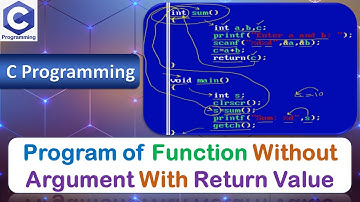 Program of Function Without Argument and With Return Value | C Programming Language
