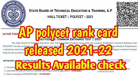 ap polycet Rank card released 2021 22 Check your results how to check results