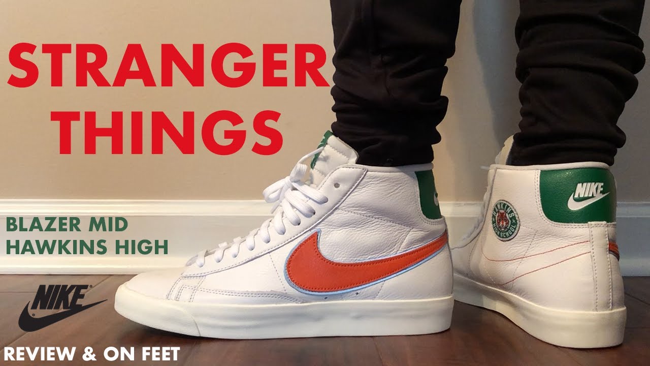 La risa escocés compromiso Stranger Things Nike Blazer Mid Hawkins High Review and On Feet - YouTube