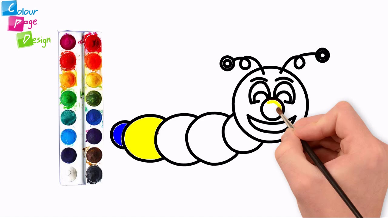 How to draw, how to draw caterpillar,color page design caterpillar for
