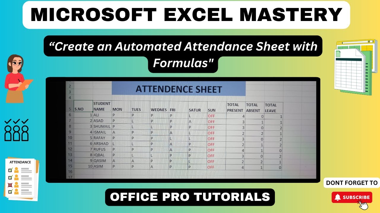 How to Create an Automated Attendance Sheet in Excel - YouTube