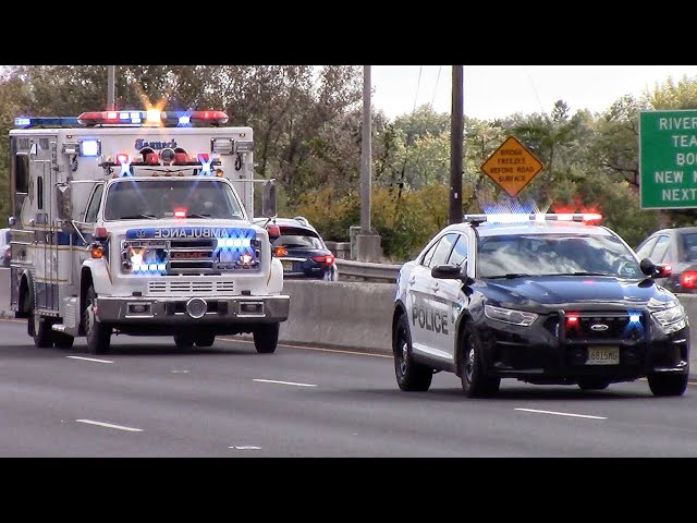 Police Cars Fire Trucks And Ambulances Responding Compilation Part 12 class=