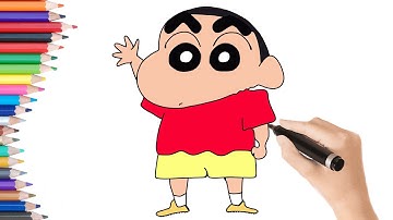 How to draw ShinChan step by step || Color Drawing Shin-Chan Nohara
