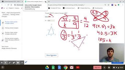 Khan Academy Solving Similar Triangles (Basic and Advanced)