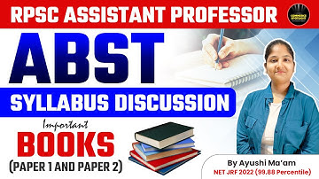 RPSC Assistant Professor 2023 | ABST Syllabus Strategy & Important Books (Paper-1 & 2) | Ayushi Mam