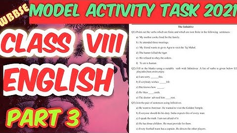 Class 8 English Model Activity Task 2021 Part 3 || Model Activity Task class 8 English || Wbbse