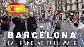 World Famous Ramblas Of Barcelona - 4K Walking Tour Of Spain January 2024