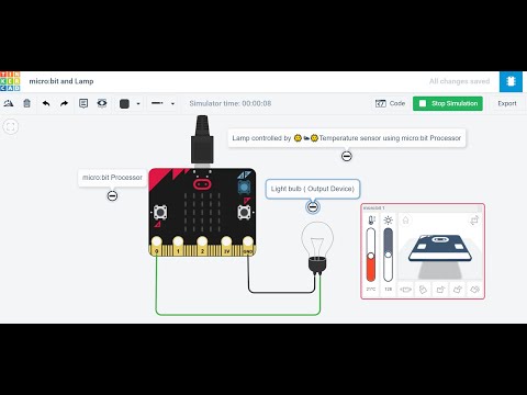 microbit ||🌞Temperature sensor in Tinkercad || Lamp Controlled by Temperature Sensor|| For beginners