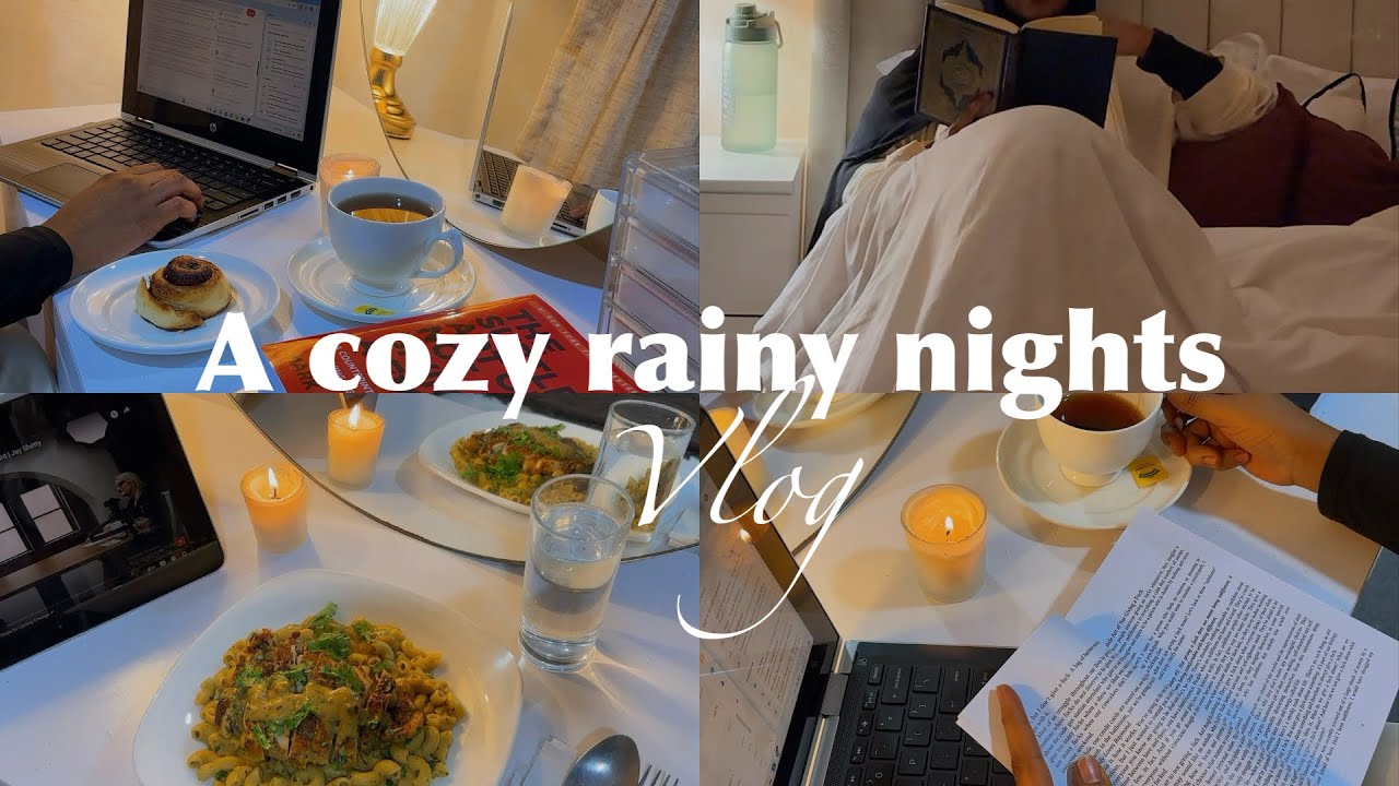 A cozy rainy nights at home 🌧️ | working, reading, cooking, daily prayer.