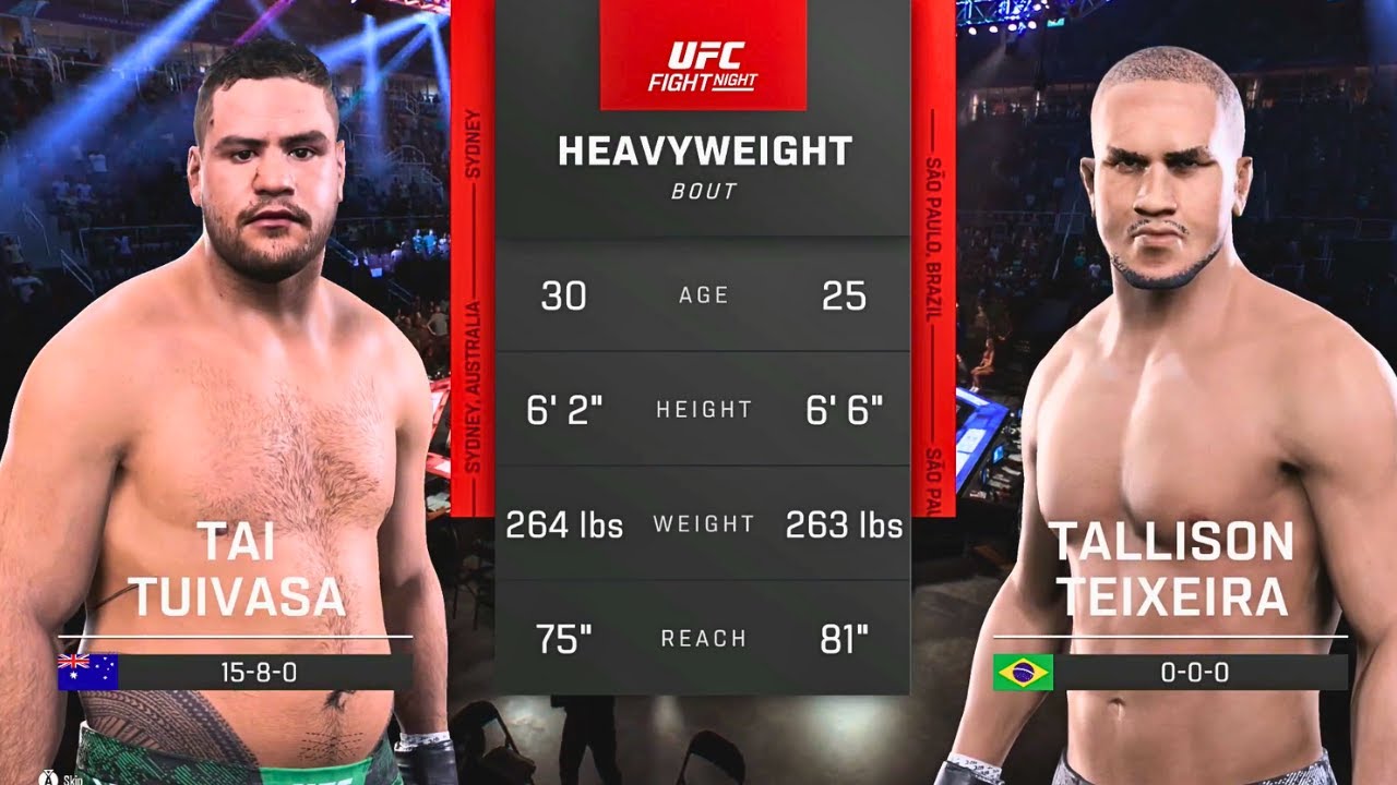 Tai Tuivasa vs Tallison Teixeira FULL FIGHT | UFC 5 AI Simulation Gameplay (CPU vs CPU)