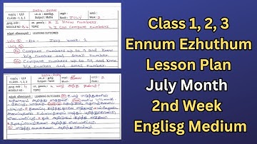 Class 1, 2, 3 Ennum Ezhuthum Lesson Plan July Month 2nd Week Englisg Medium