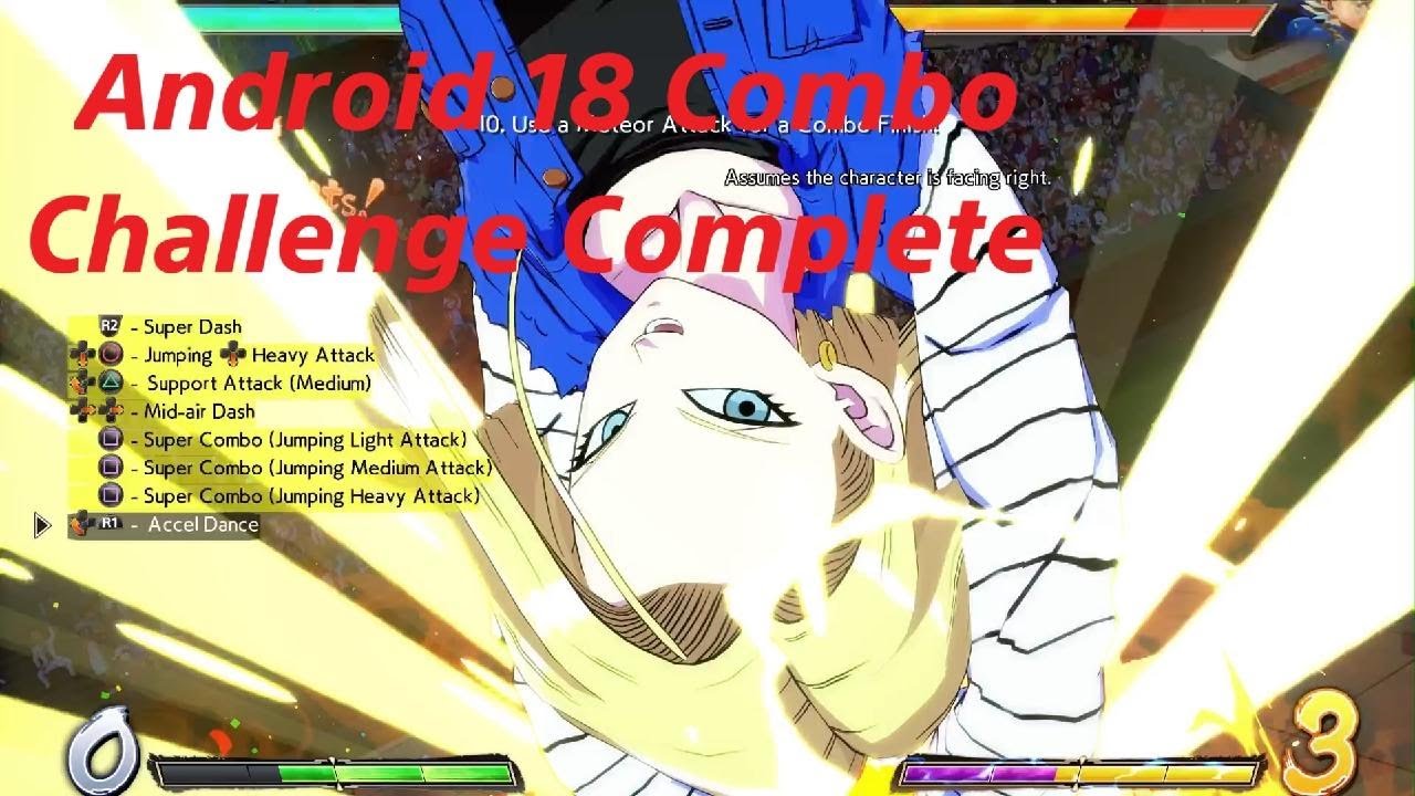 DBFZ Android 18 Combo Challenge Complete - YouTube