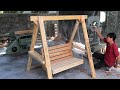 Amazing Idea Woodworking From Wood Bales // How To Build A Extremely Sturdy Wood Swing - DIY!