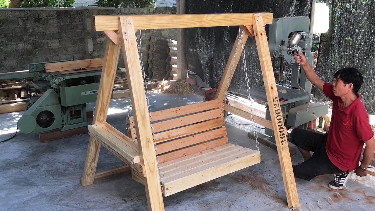 Amazing Idea Woodworking From Wood Bales // How To Build A Extremely Sturdy Wood Swing - DIY!