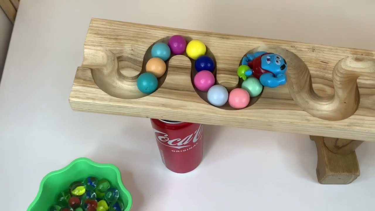 Marble Run Race ☆ HABA Wave Slope & DIY Wooden Slope & Skittles & ASMR
