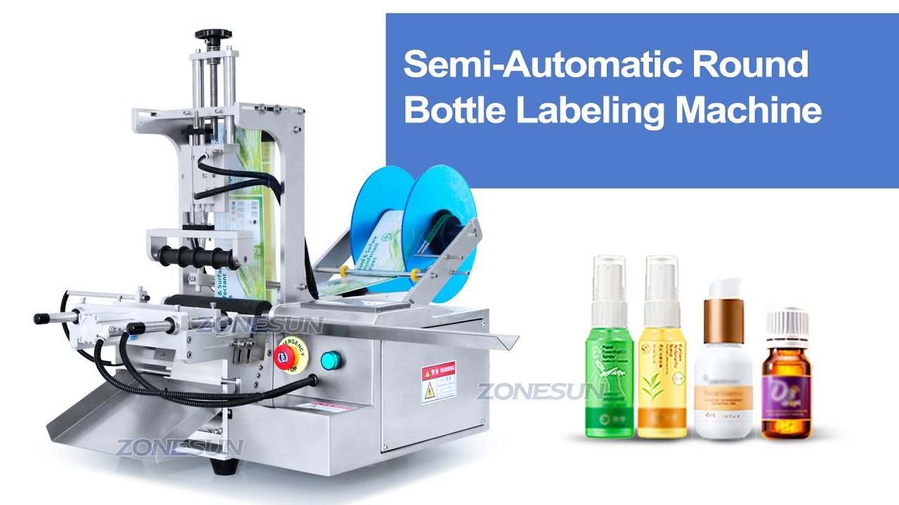 How To Use ZS-TB101 Semi-Automatic Round Bottle Labeling Machine - YouTube